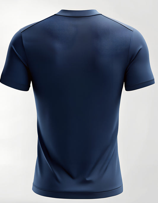Polyester plain round neck navy blue t-shirt