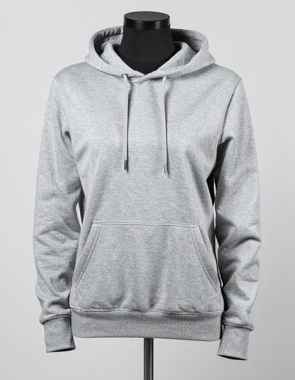Light grey plain cotton hoodie