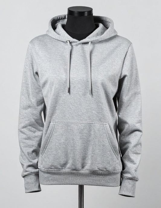 Light grey plain cotton hoodie