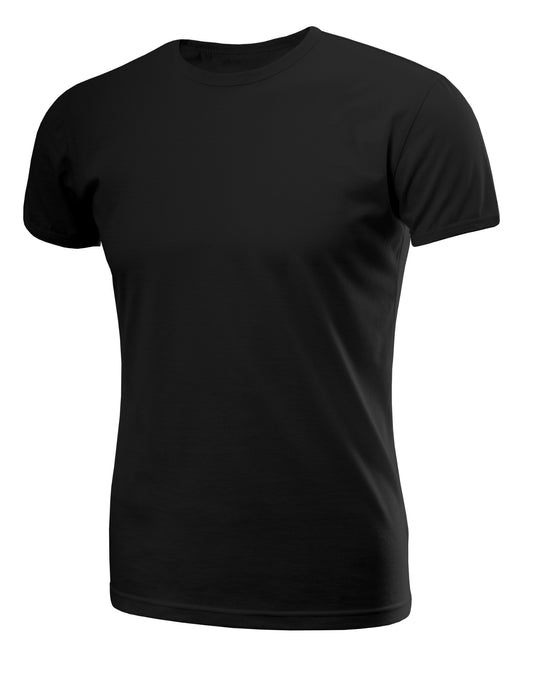 Polyester plain round neck black t-shirt